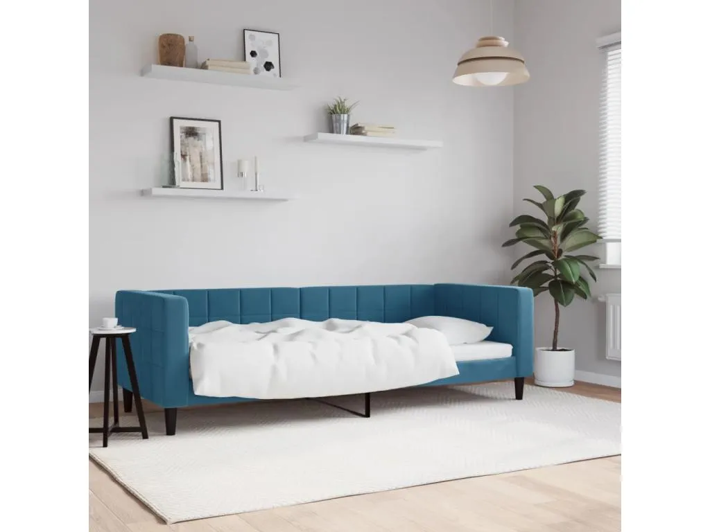 Sofá cama sin colchón terciopelo azul 80x200 cm