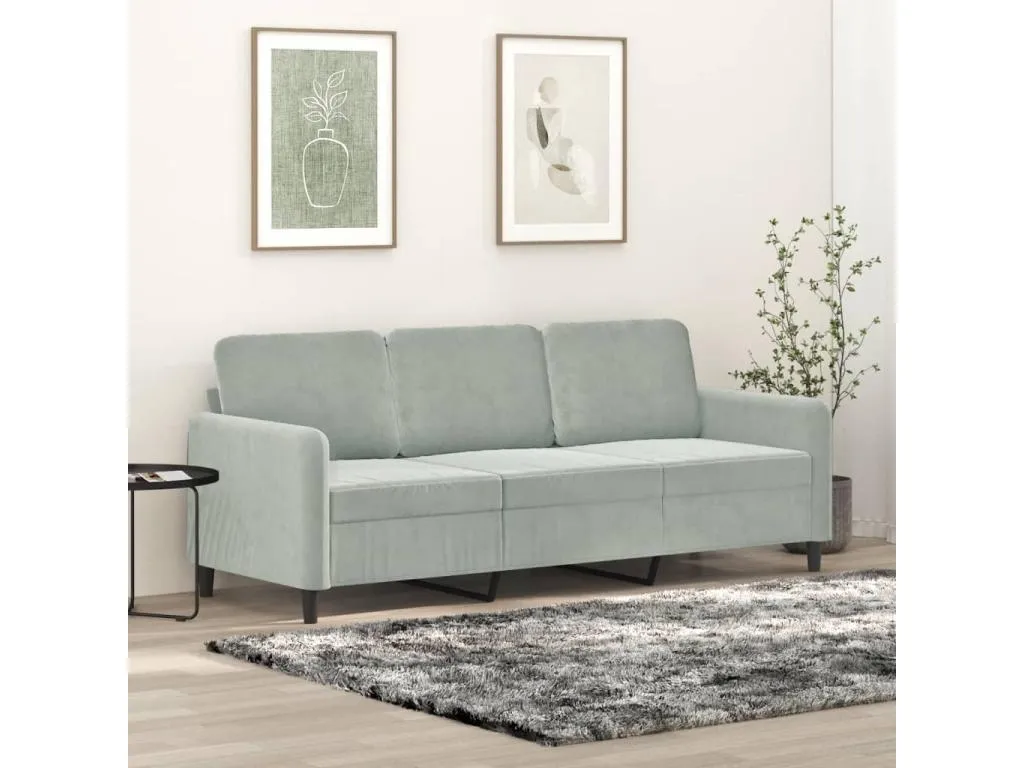 Sofá de 3 plazas terciopelo gris claro 180 cm 94612tert