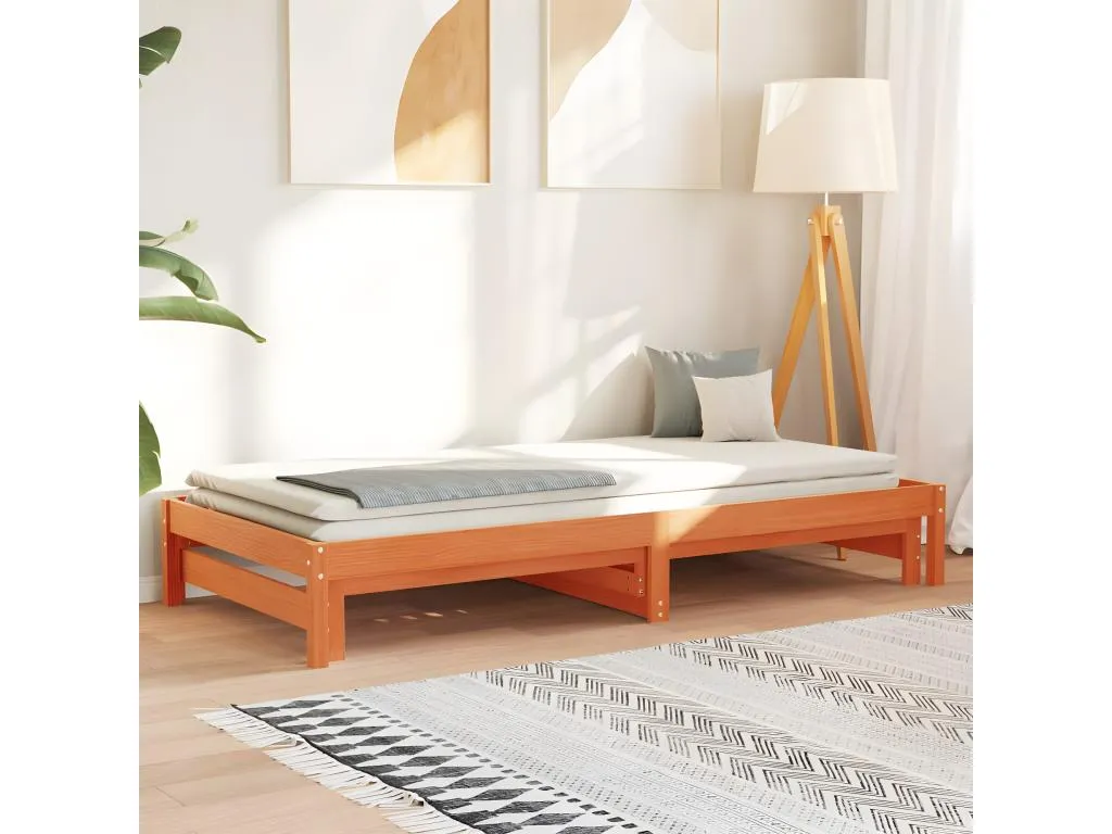 Sofá cama Alkihogares maciza de Alkihogares marrón cera 90x200 cm