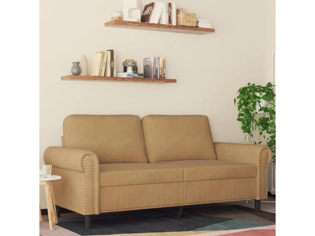 Sofá de 2 plazas terciopelo marrón 140 cm