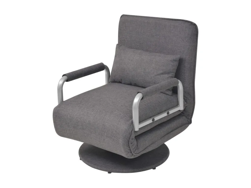 Silla giratoria y sofá cama en tela gris oscuro. qtq3607601