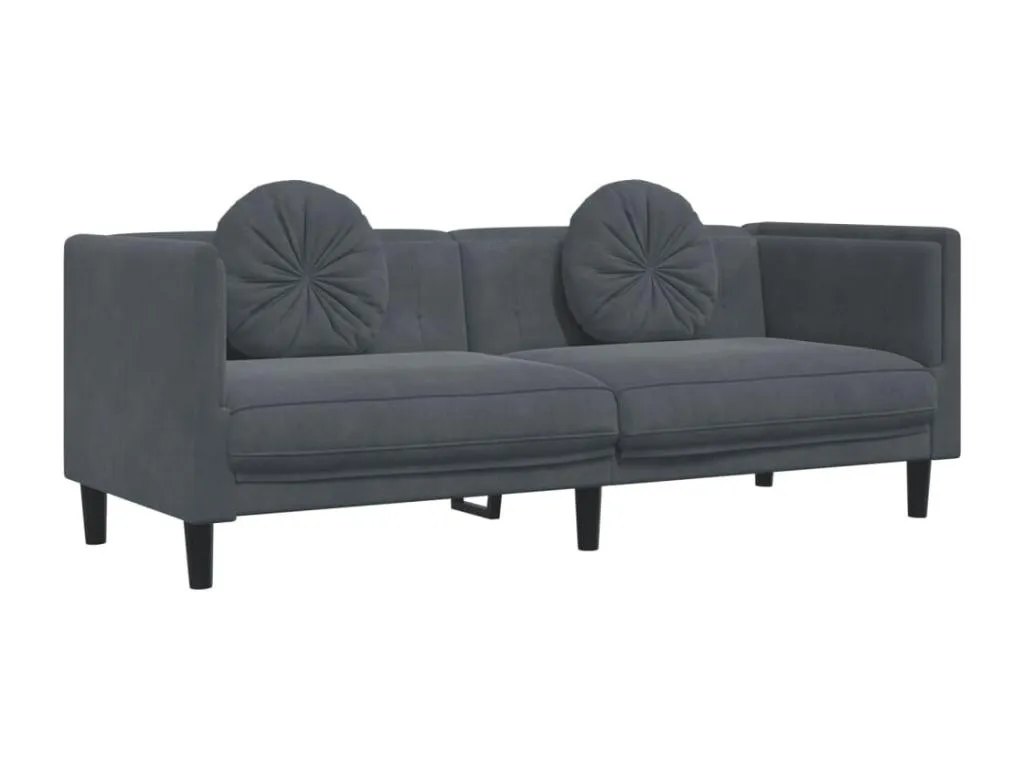 Sofá con cojines 3 plazas terciopelo gris oscuro IM7862818