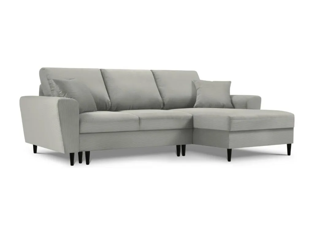 Banakdecoracion - Sofá cama esquinero derecho con baúl de almacenaje Banakdecoracion 4 plazas de pana gris claro - 241x145x88cm EWTR32132