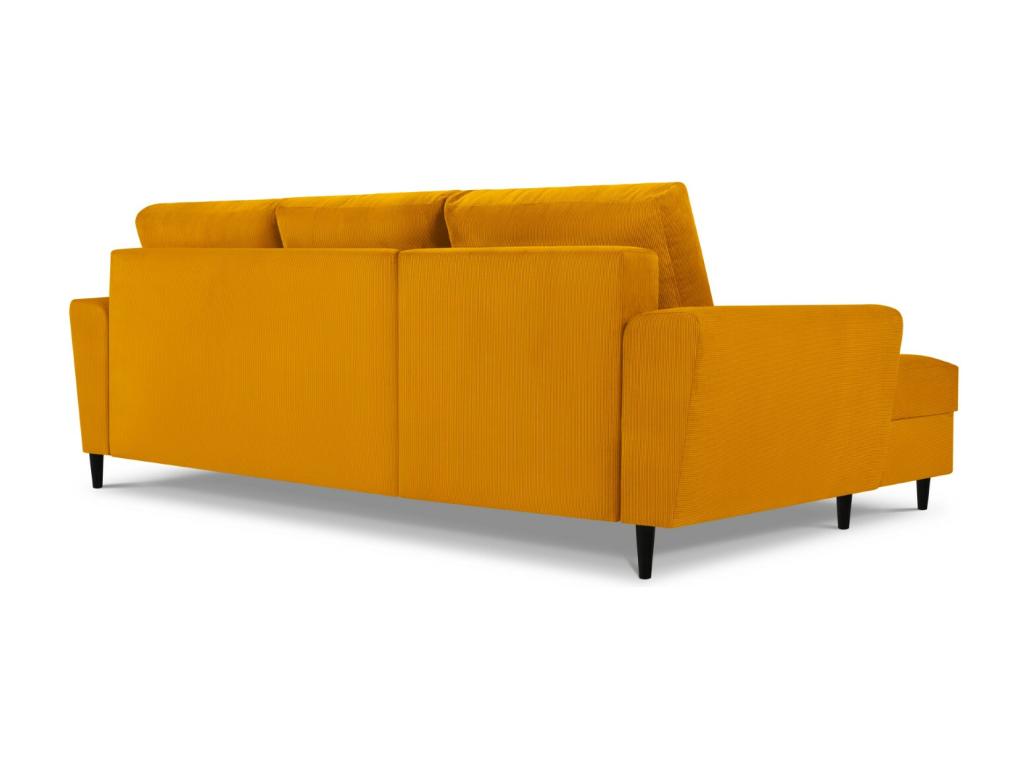 Nidolux- Sofá cama esquinero izquierdo con baúl de almacenaje 4 plazas de pana amarillo- 241x145x88cm