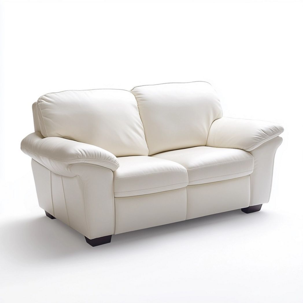Sofá de 2 Plazas Rectangular de Cuero Sintético Blanco 150x90x85 cm