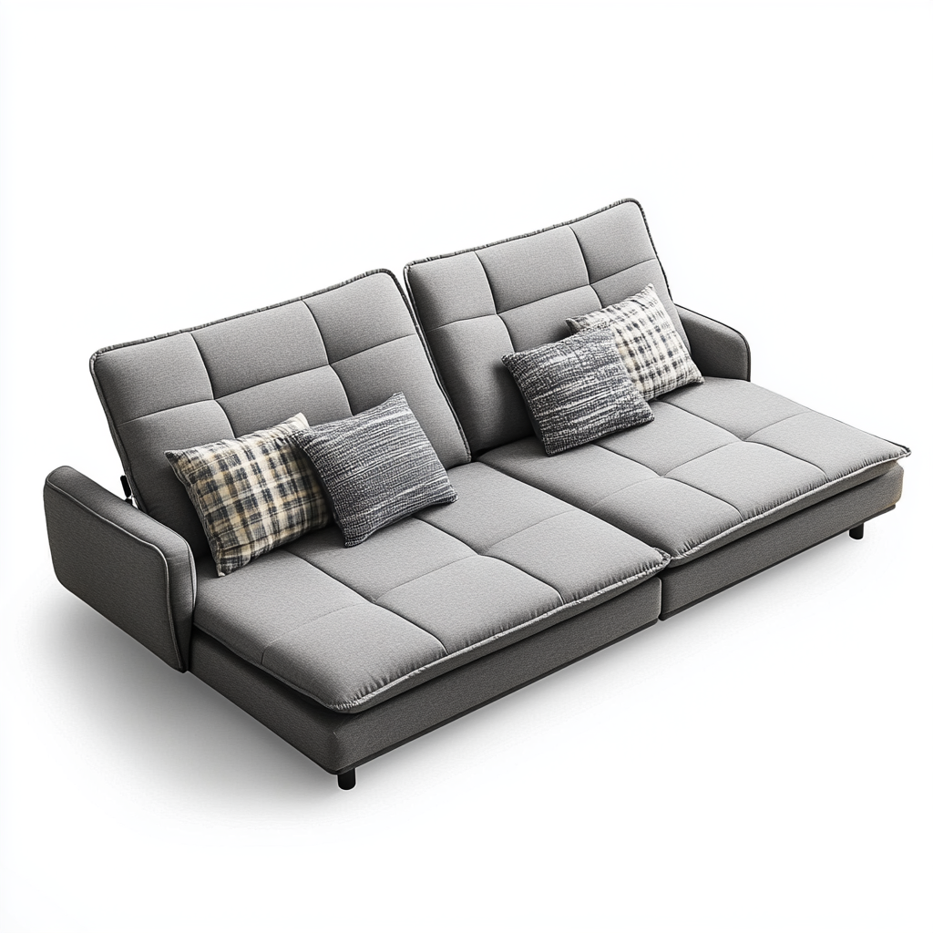 Sofá cama reclinable en tela gris 1,9x0,9 m con cojines incluidos