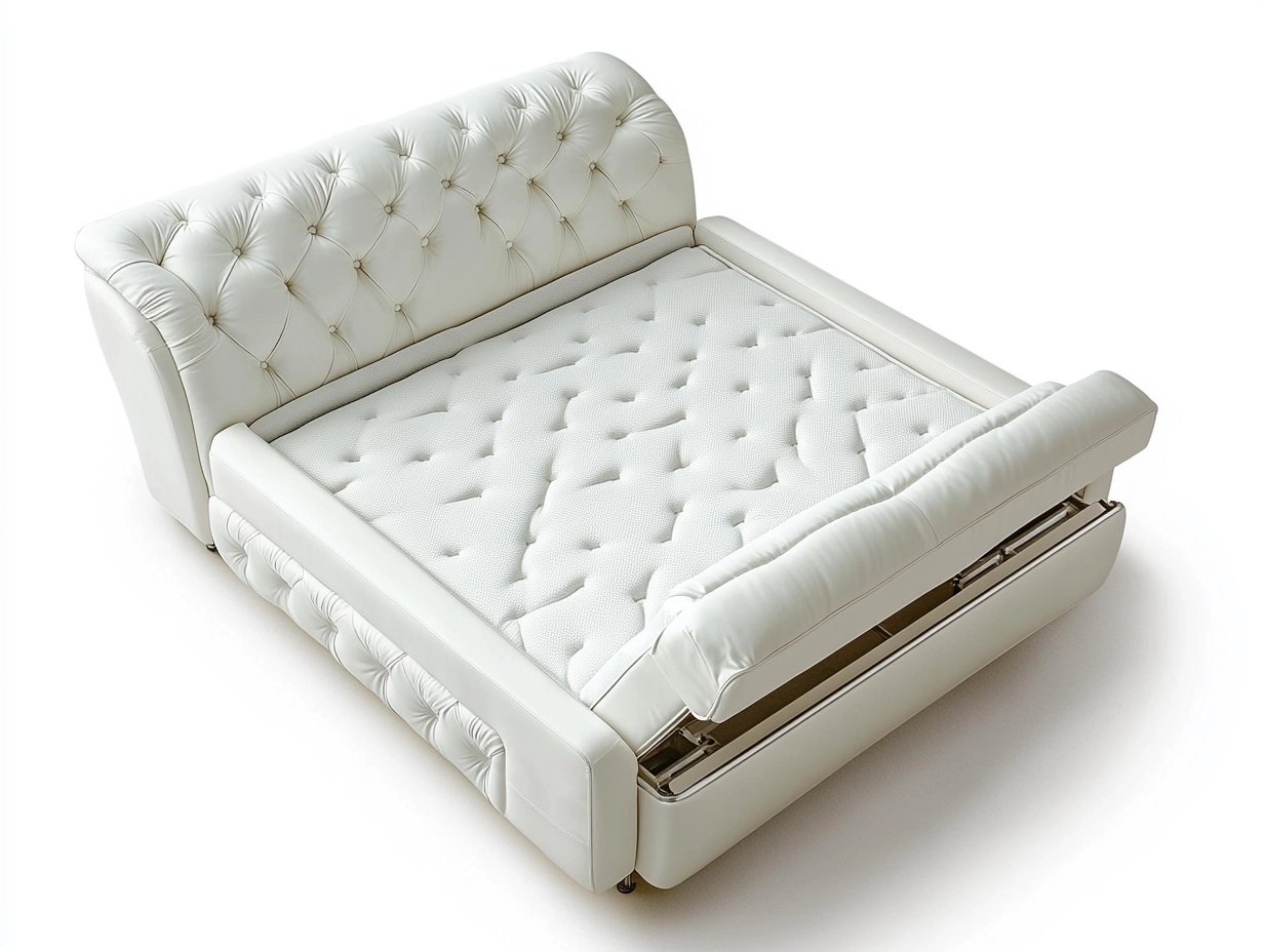 Sofá cama de diseño elegante en color blanco