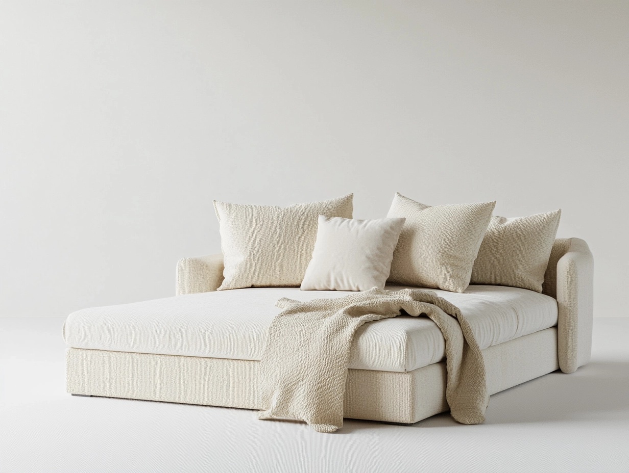 Sofá cama moderno tapizado en tela beige 200x150 cm para sala de estar multifuncional con cojines suaves estructura robusta ib7852660