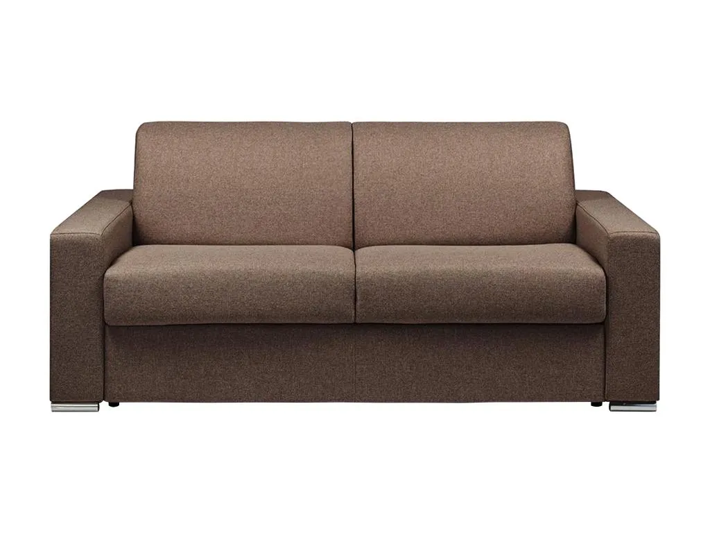 Sofá cama de 3 plazas Lluesmahome con sistema de apertura rápida, tapizado en tela marrón, somier de láminas de 140 cm y colchón de 16 cm con espuma viscoelástica  QY2370638
