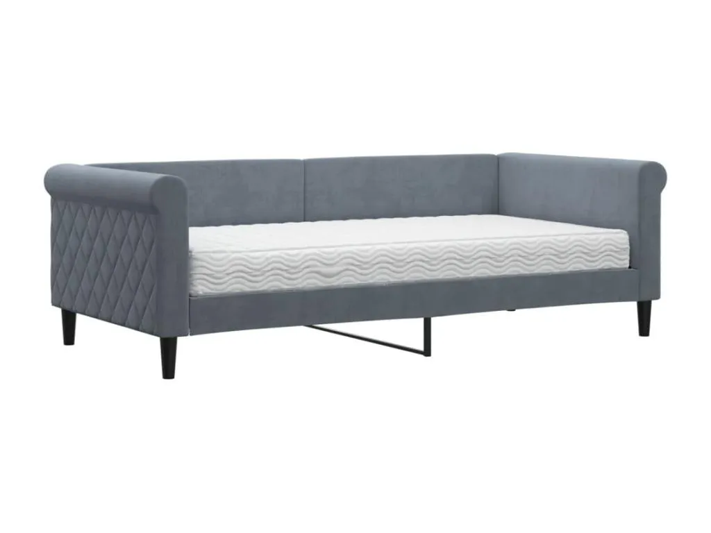Sofá cama con colchón terciopelo gris oscuro 90x190 cm 59919YIKC