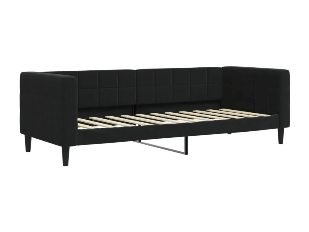 Sofá Cama Práctico con Colchón de Terciopelo Negro, tamaño individual de 80x200 cm.  VP2763215