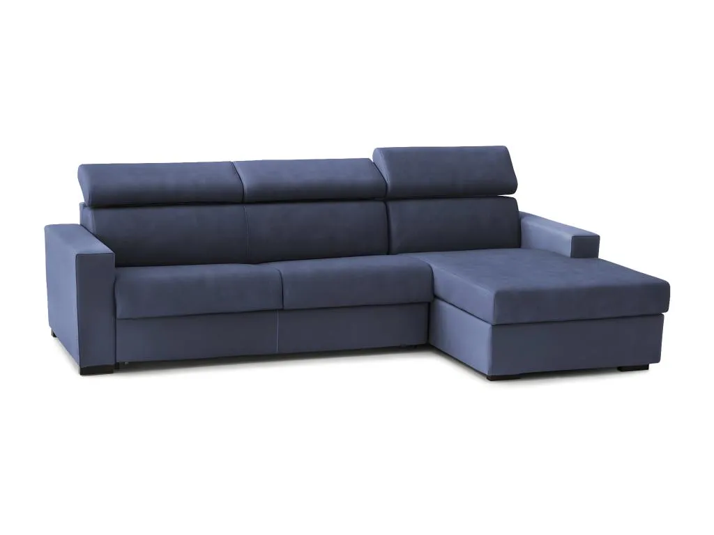 Sofá cama Lluesmahome de esquina Made in Italy con apertura giratoria, península con contenedor a la derecha y reposabrazos  UI8712235