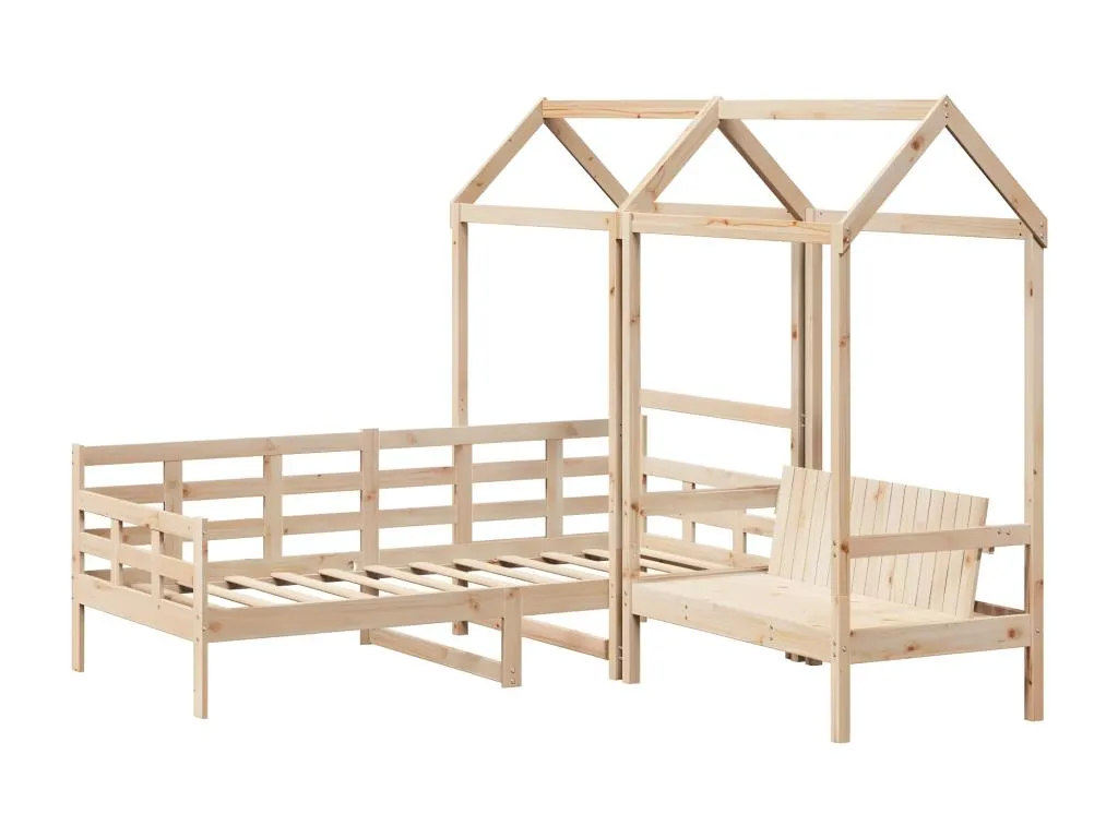 Set de sofá cama y banco con techo Casahandy en madera maciza 90x190 cm