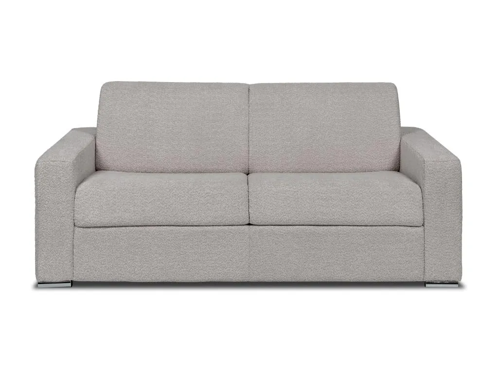 Sofá cama de 3 plazas de apertura rápida de tela rizada gris claro - Cama de 140 cm - Colchón de 18 cm - Alkifurniturees 20262BRHW