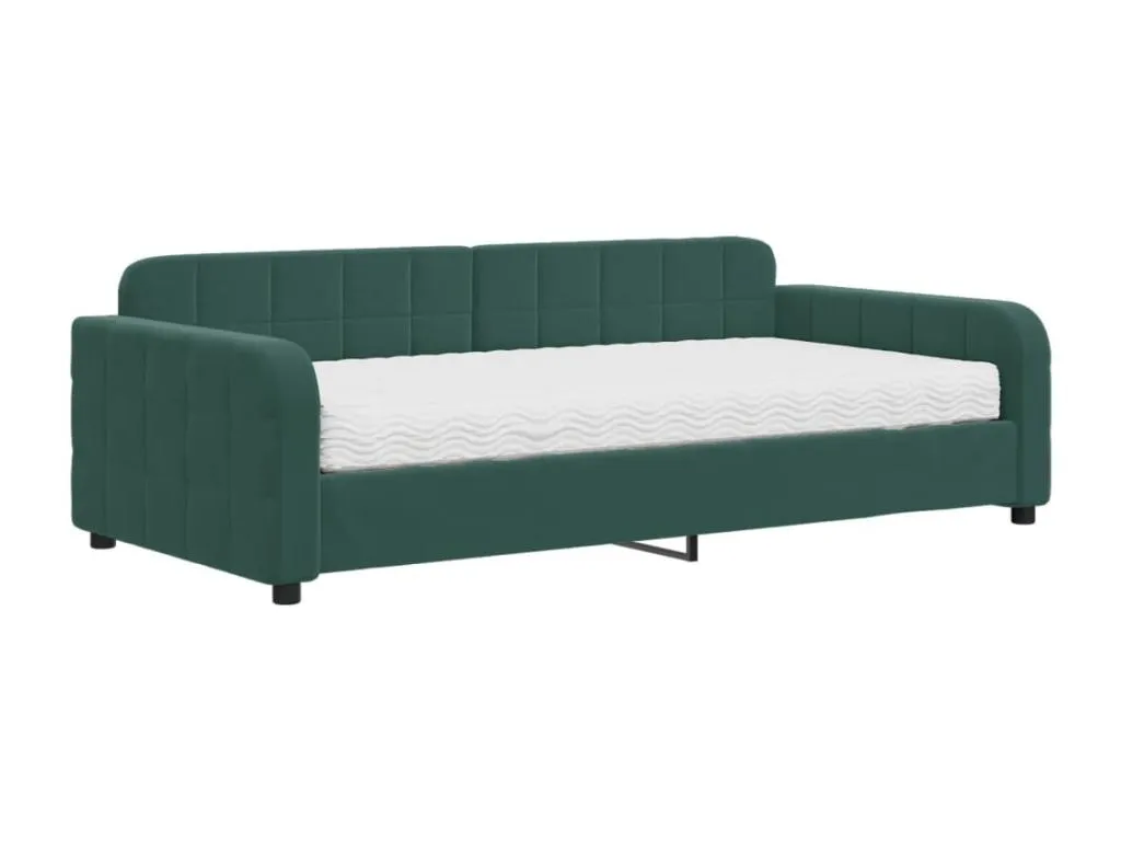 Sofá cama con colchón terciopelo verde oscuro 100x200 cm