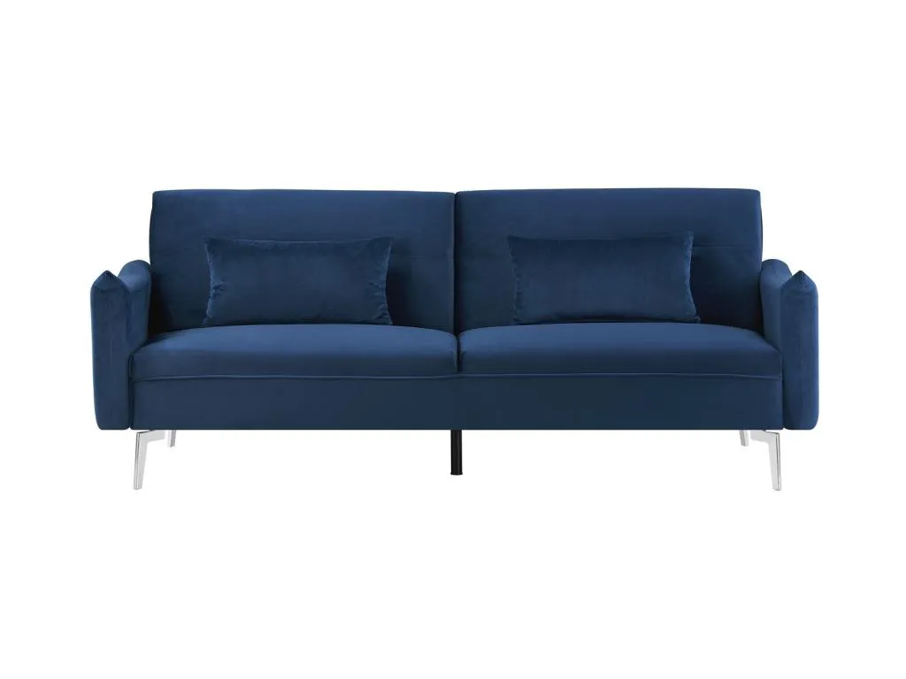 Sofá convertible 3 plazas de terciopelo azul Homepleno 94319mhcj