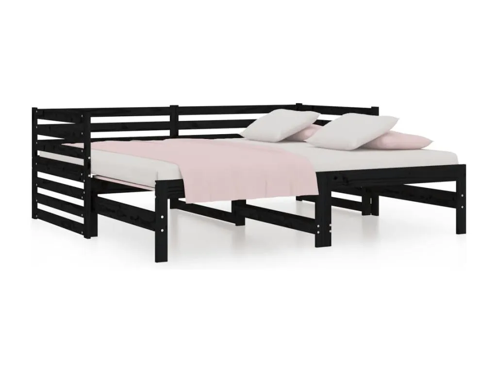 Sofá cama extraíble Homepleno maciza de Homepleno negro 2x(80x200) cm 70278uihi