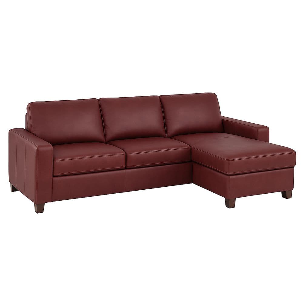 Sofá Esquinero de Cuero Sintético Rojo 3 Plazas