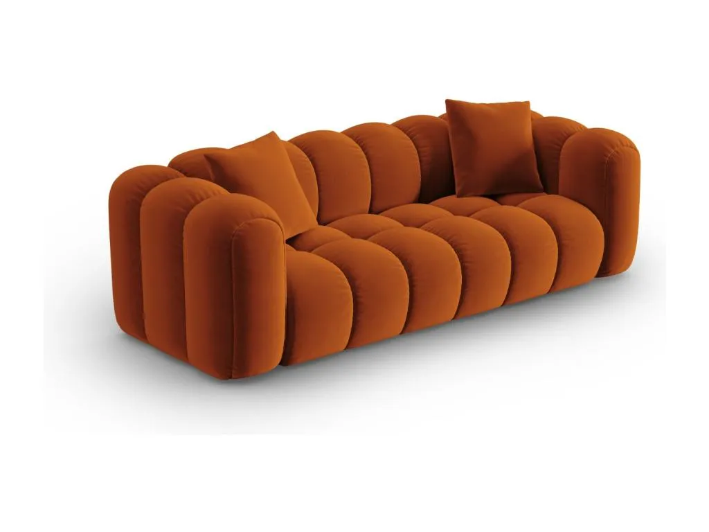 Homepleno - Sofá Homepleno 3 plazas de terciopelo terracota - 242x94x70cm ftov53713