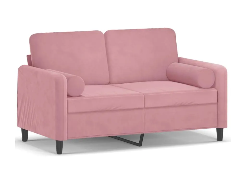 Sofá de 2 plazas con cojines terciopelo rosa 120 cm 94544SCYI