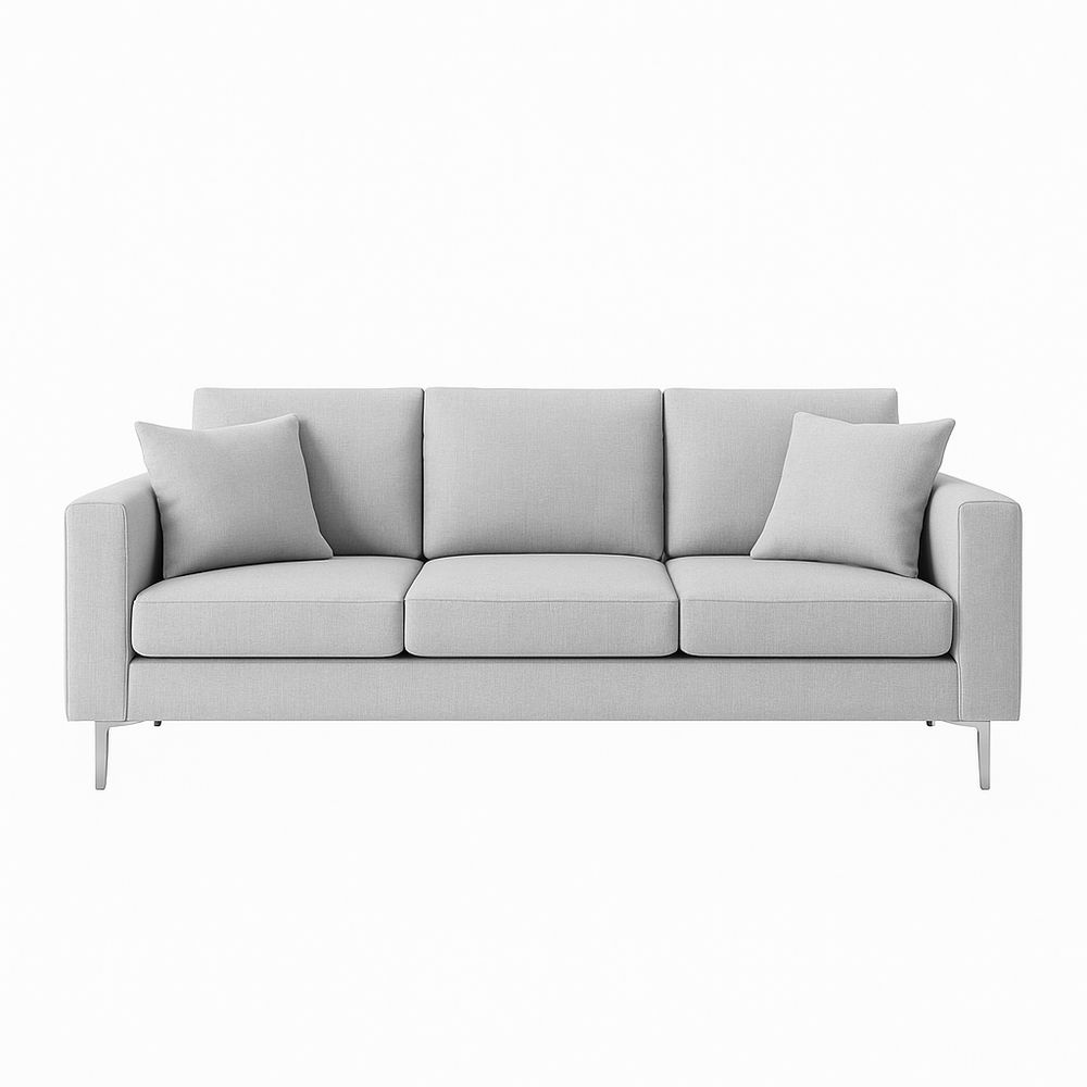 Sofá Gris Claro Sala de Estar 3 Plazas Tela Comodidad Moderna