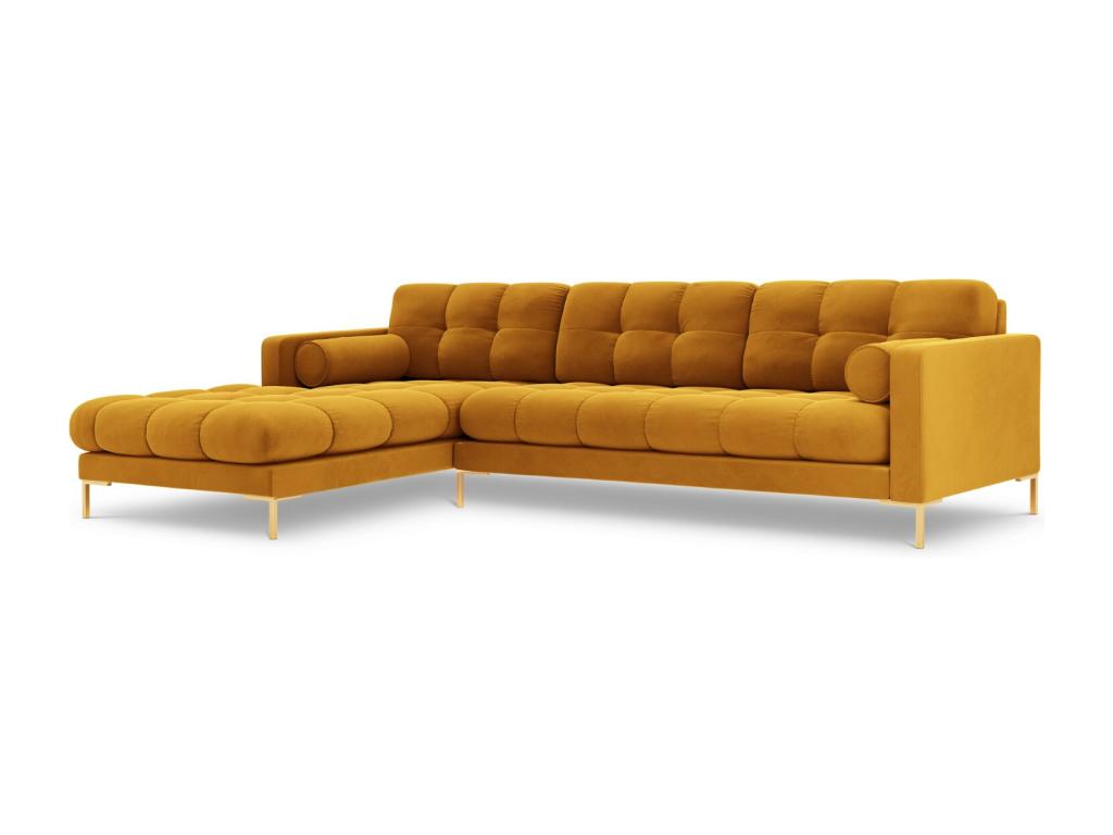 Joliven- Sofá esquinero izquierdo 5 plazas de amarillo- 293x185x75cm