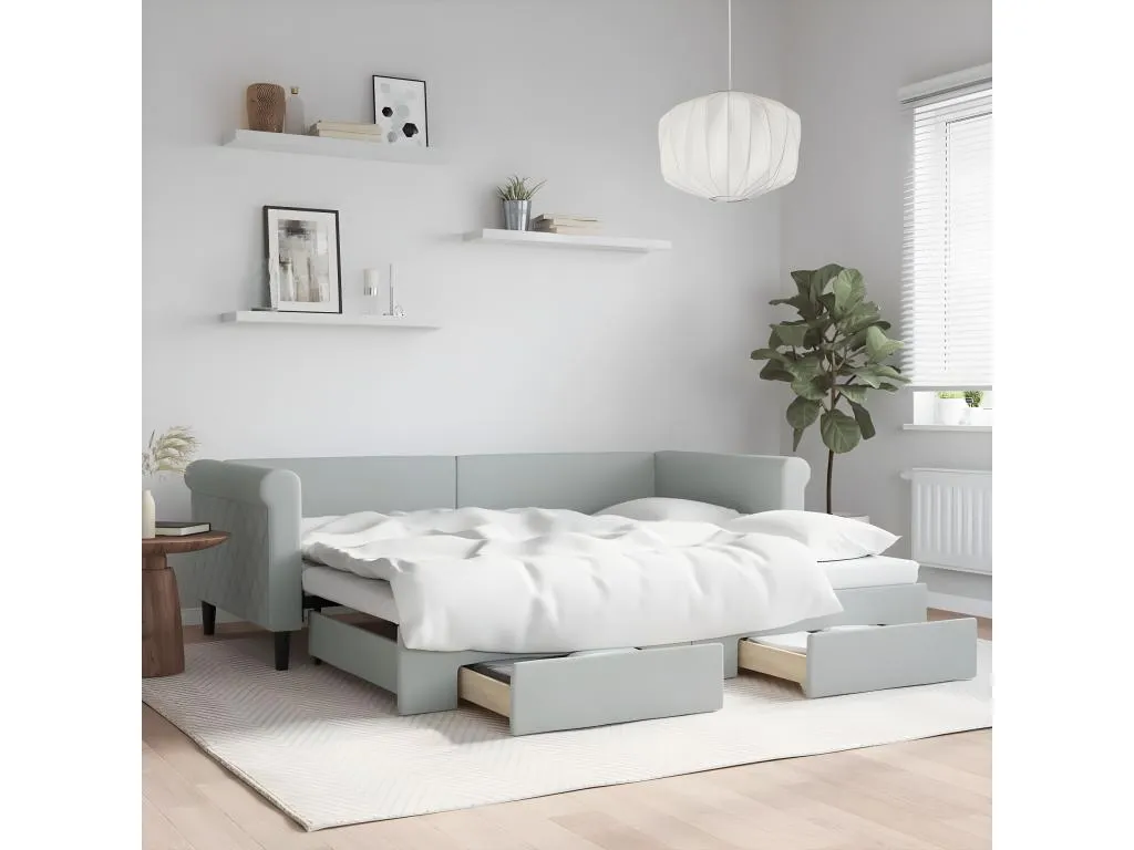 Sofá cama Patriciabaezcasa con cajones terciopelo gris claro 90x200 cm