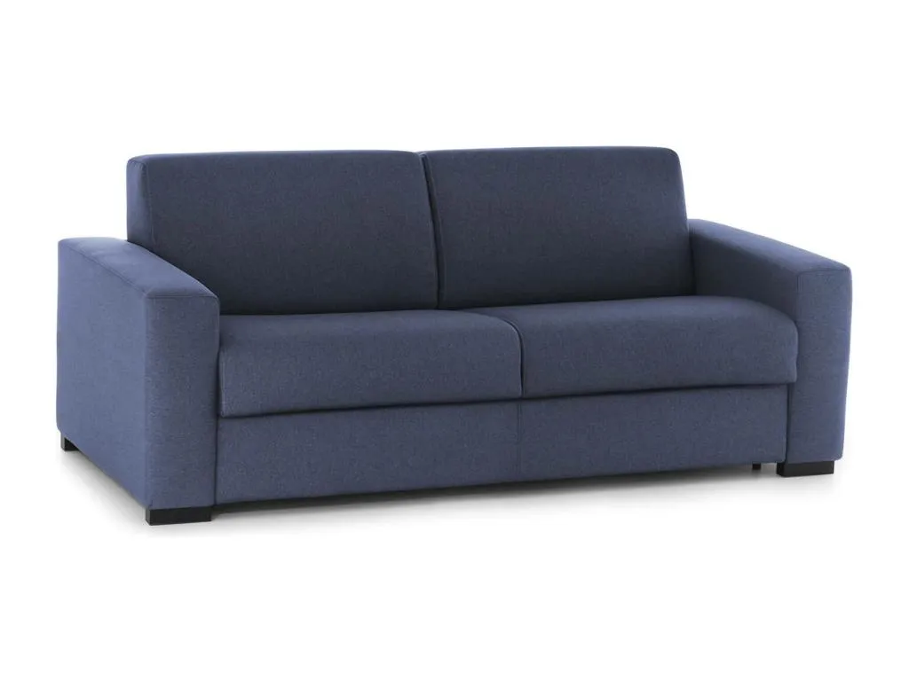 Sofá fijo Habitarluz sofá de 2 plazas Made in Italy Sofá de salón de tejido acolchado con apoyabrazos finos 160x95h90 cm Azul NBQQ81039