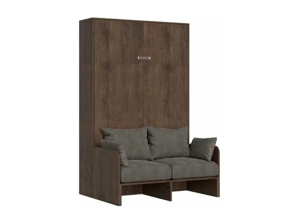 Cama abatible vertical en nogal con sofá de tela Casabellaes 140x190 cm - 32 colores de tela-Color Microfibra 14 99182JRPW
