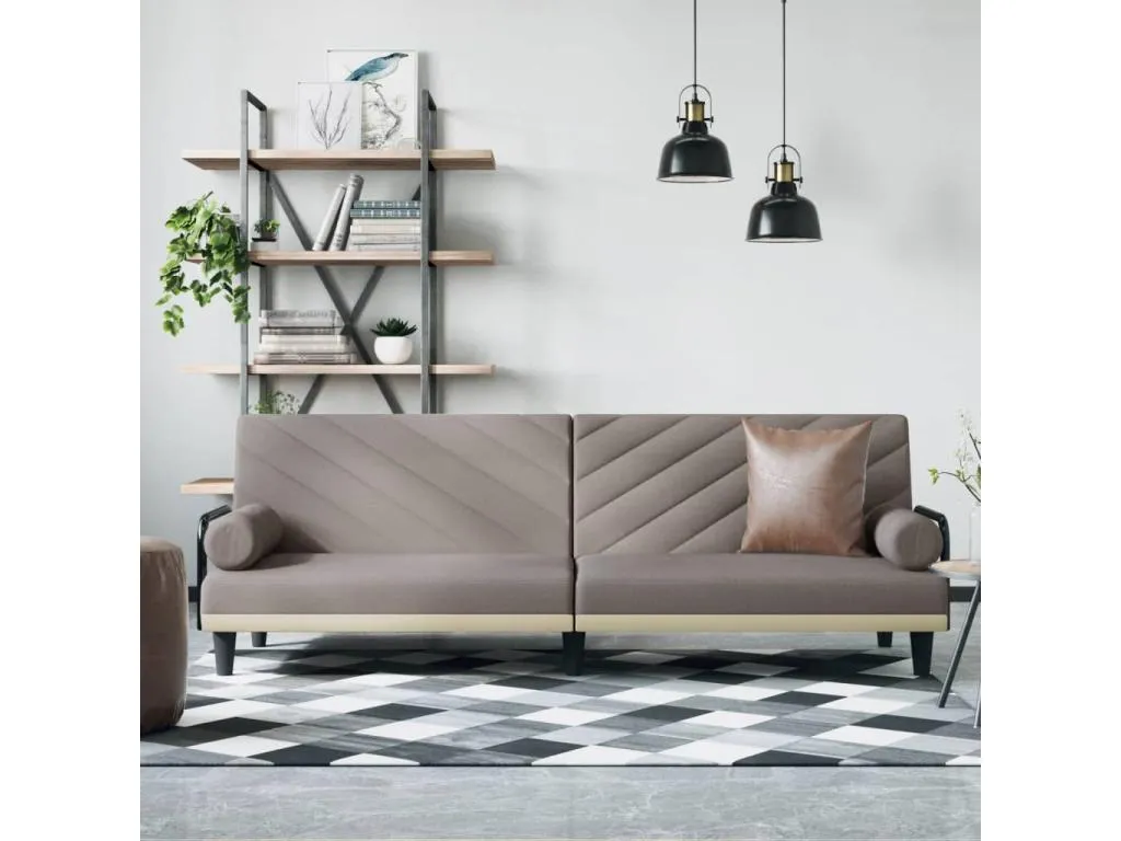 Sofá cama con reposabrazos tela gris taupe 54591OPGR