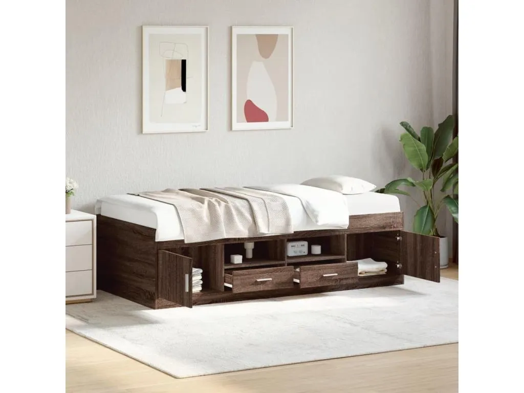 Sofá cama con cajones sin colchón Decoencanto marrón 75x190 cm