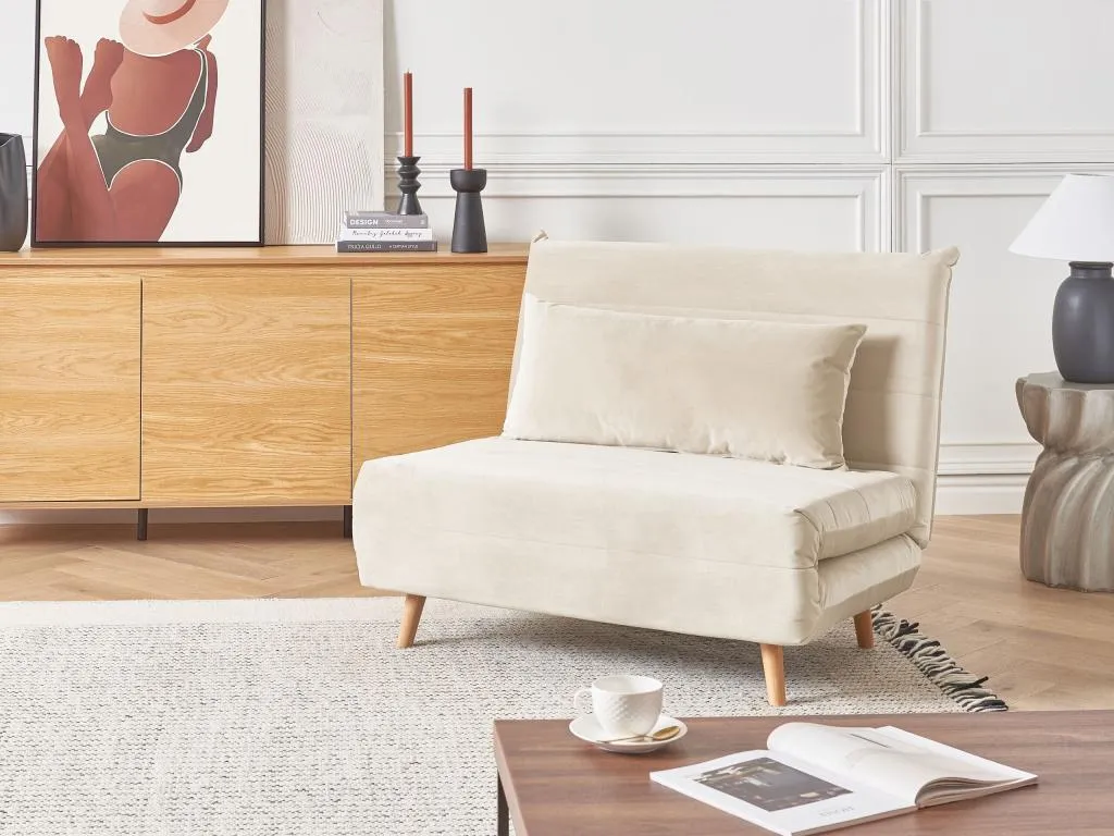 Sofá cama Habitarluz Crema Terciopelo WQSV78520