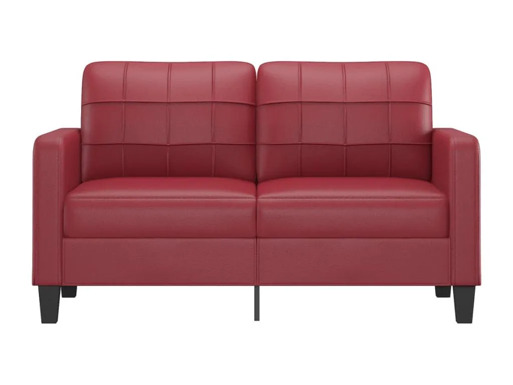 Sofá de 2 plazas de cuero sintético rojo vino 140 cm