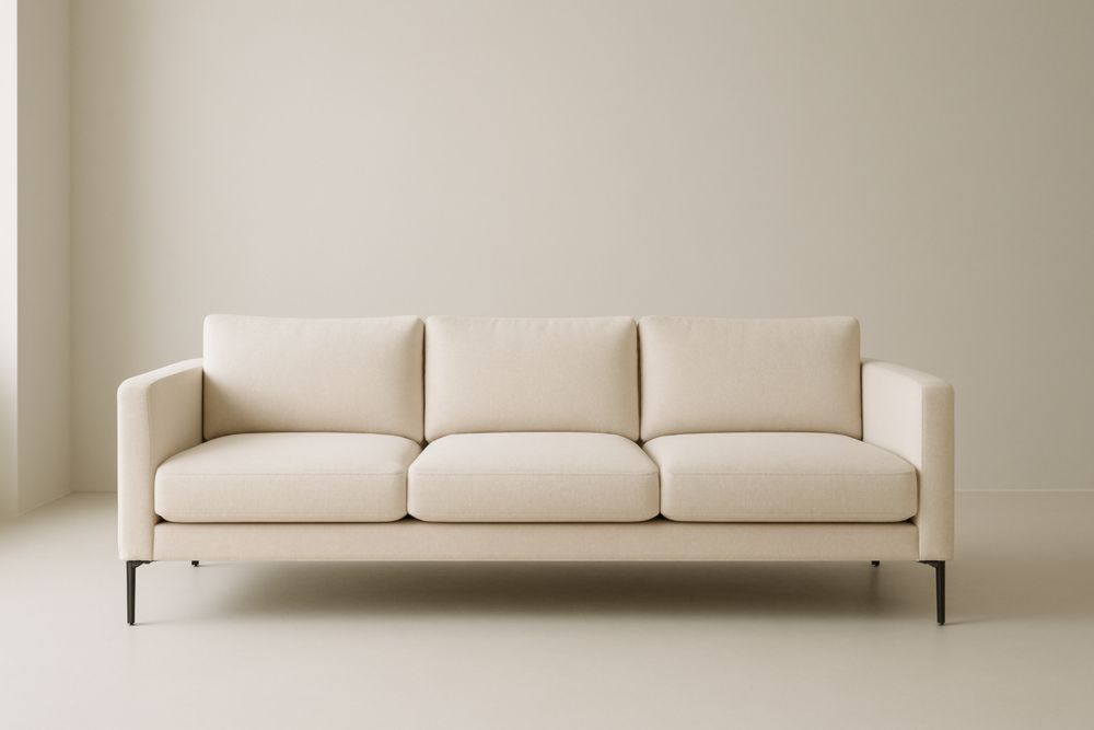 220x85x75 cm Sofá de 3 plazas de poliéster con cojines y estructura metálica