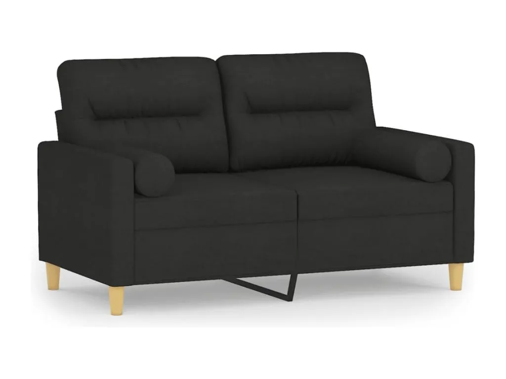 Sofá de 2 plazas con cojines tela negro 120 cm