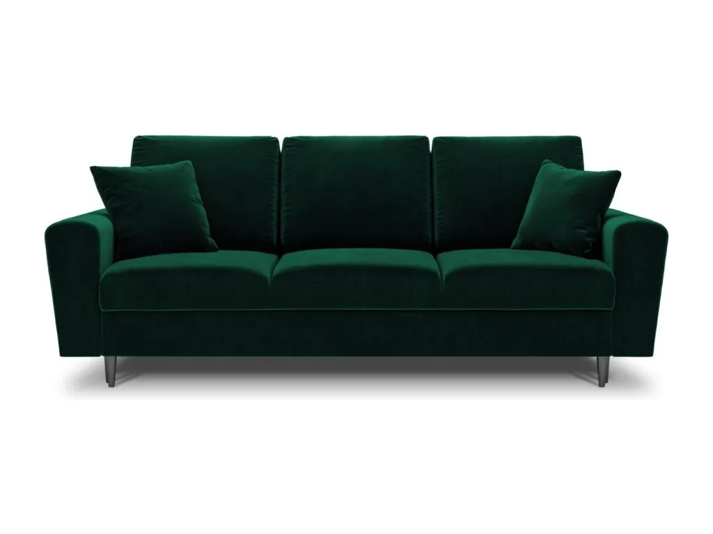 Casabellaes - Sofá cama con baúl de almacenaje Casabellaes 3 plazas de terciopelo verde botella - 235x100x88cm 62056VBBU