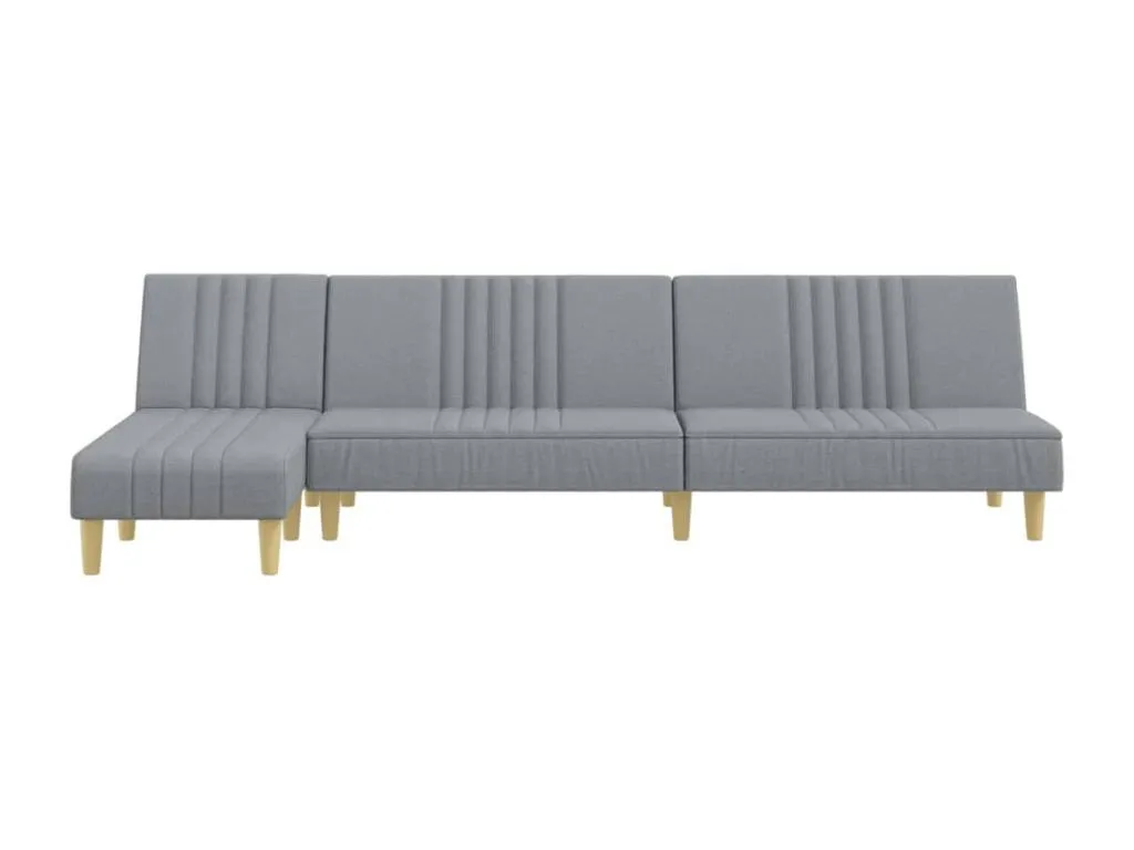 Sofá cama en forma de L tela gris claro 255x140x70 cm