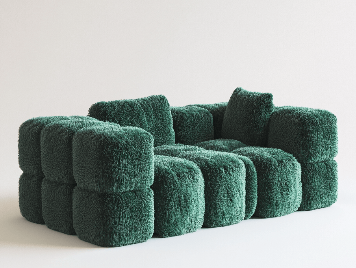 Sofá Modular 3 Plazas Forma Cuadrada Tela Sintética 220x90x70cm Verde