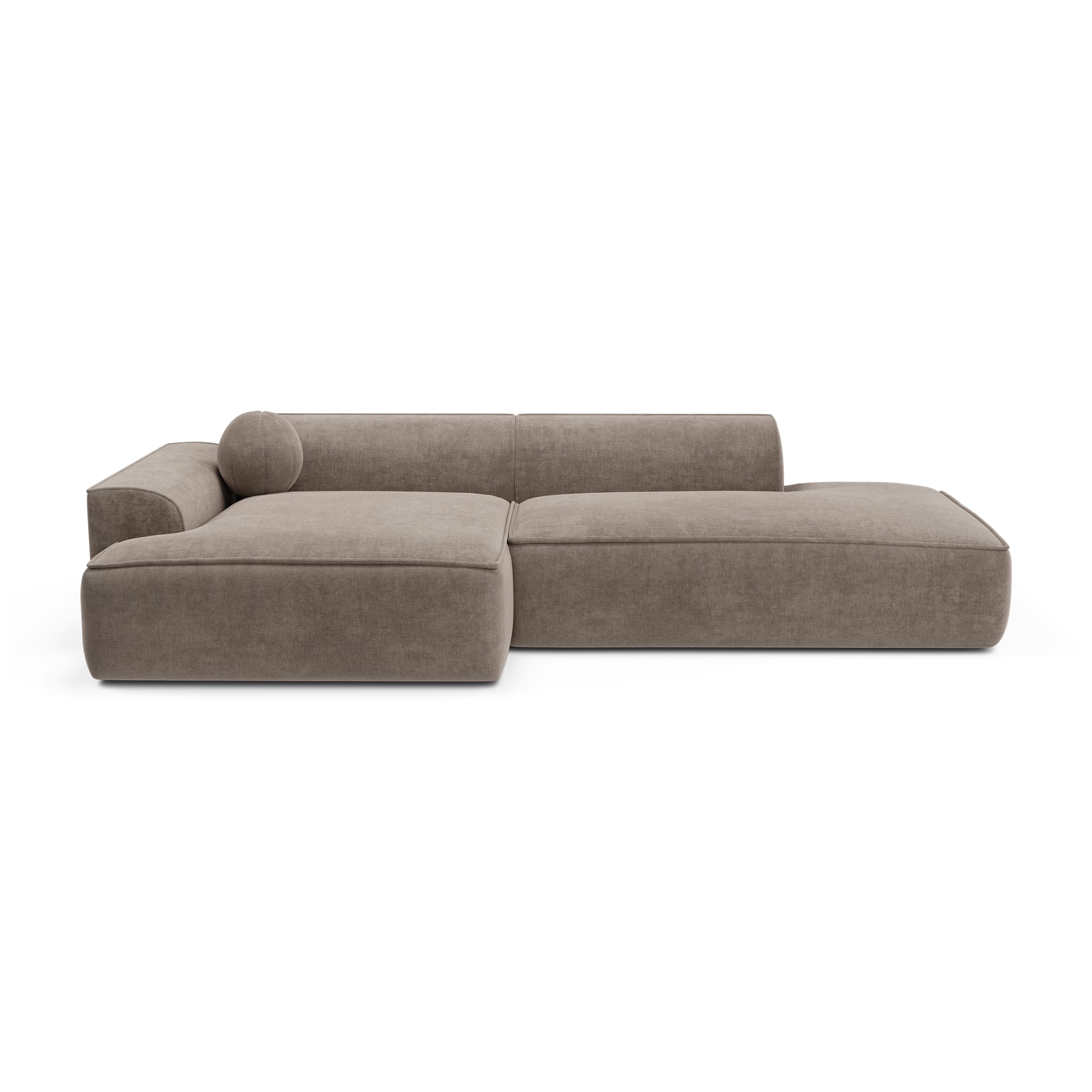 Sofá chaise longue izquierdo en terciopelo taupe, 260 cm cj3384q1