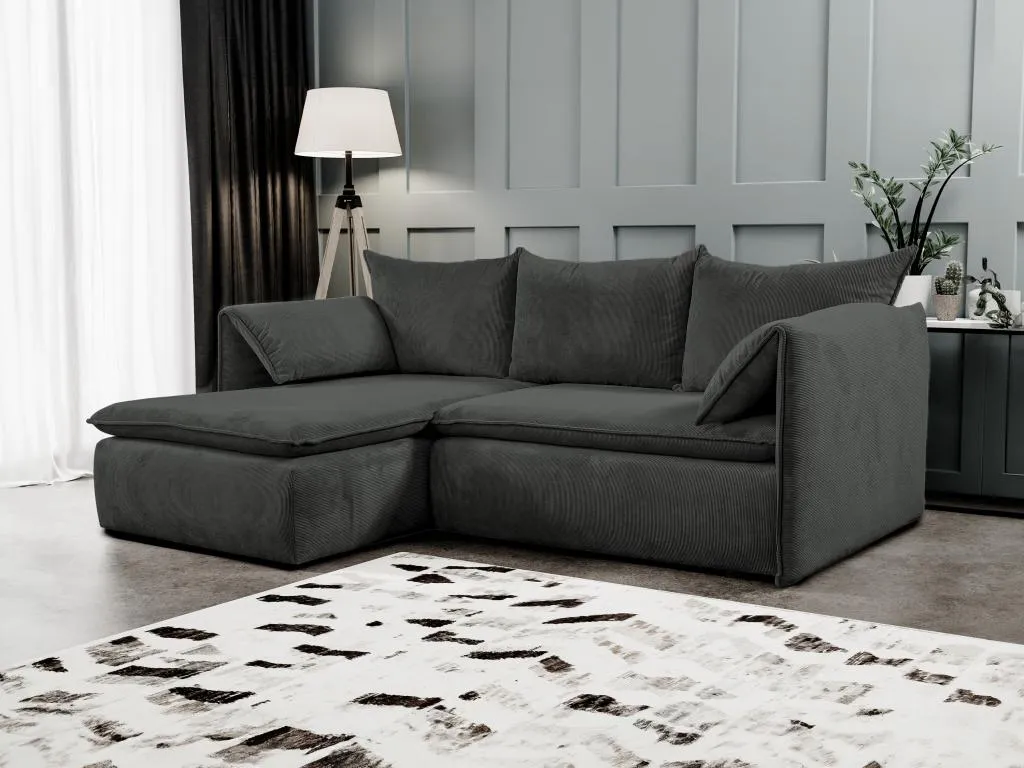 Sofá cama rinconera izquierda de terciopelo gris oscuro Vivircalido iyot30880