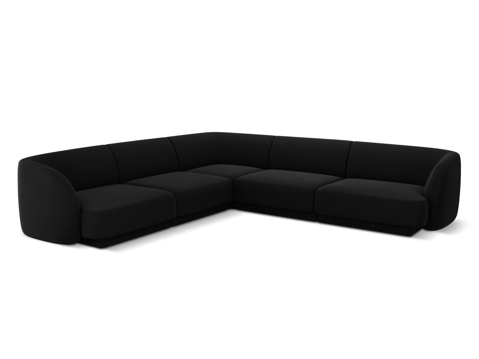 Sofá de esquina simétrico para 5 plazas en terciopelo negro mb0738x5