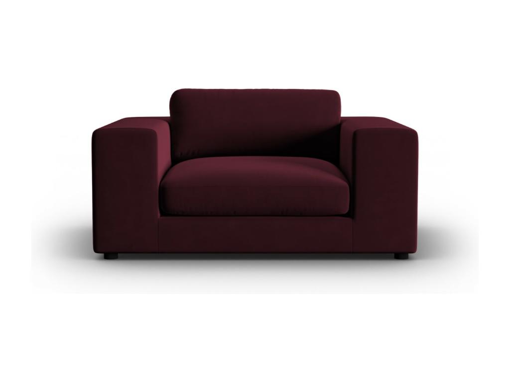 Habitarluz - Sofá Habitarluz 1.5 plazas de terciopelo rojo oscuro - 156x122x72cm 76647QSMP