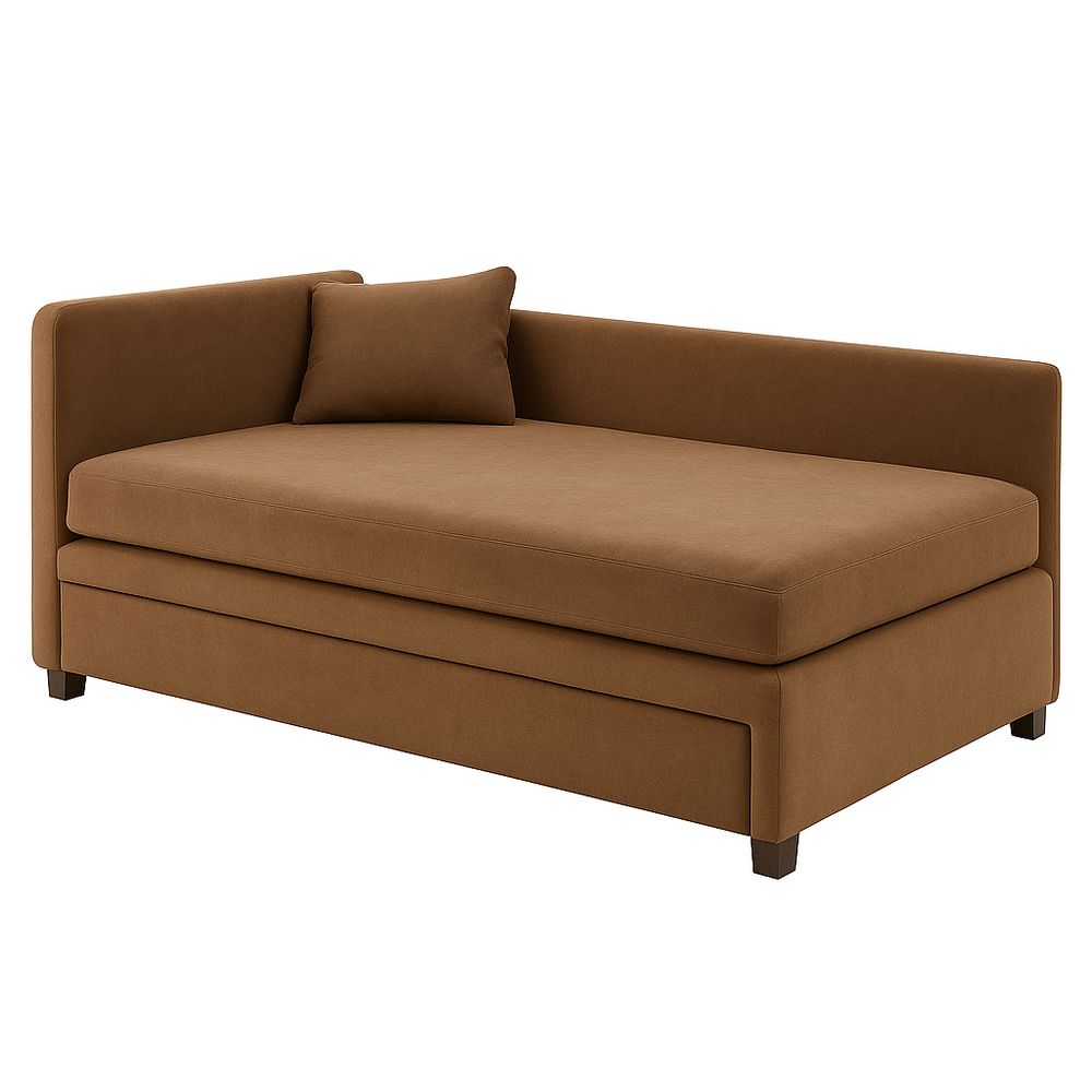 Sofá Cama de Estilo Moderno con Almacenamiento,Tapizado en Tela Suave,Color Marrón,Ideal para Salones y Habitaciones pequeñas
